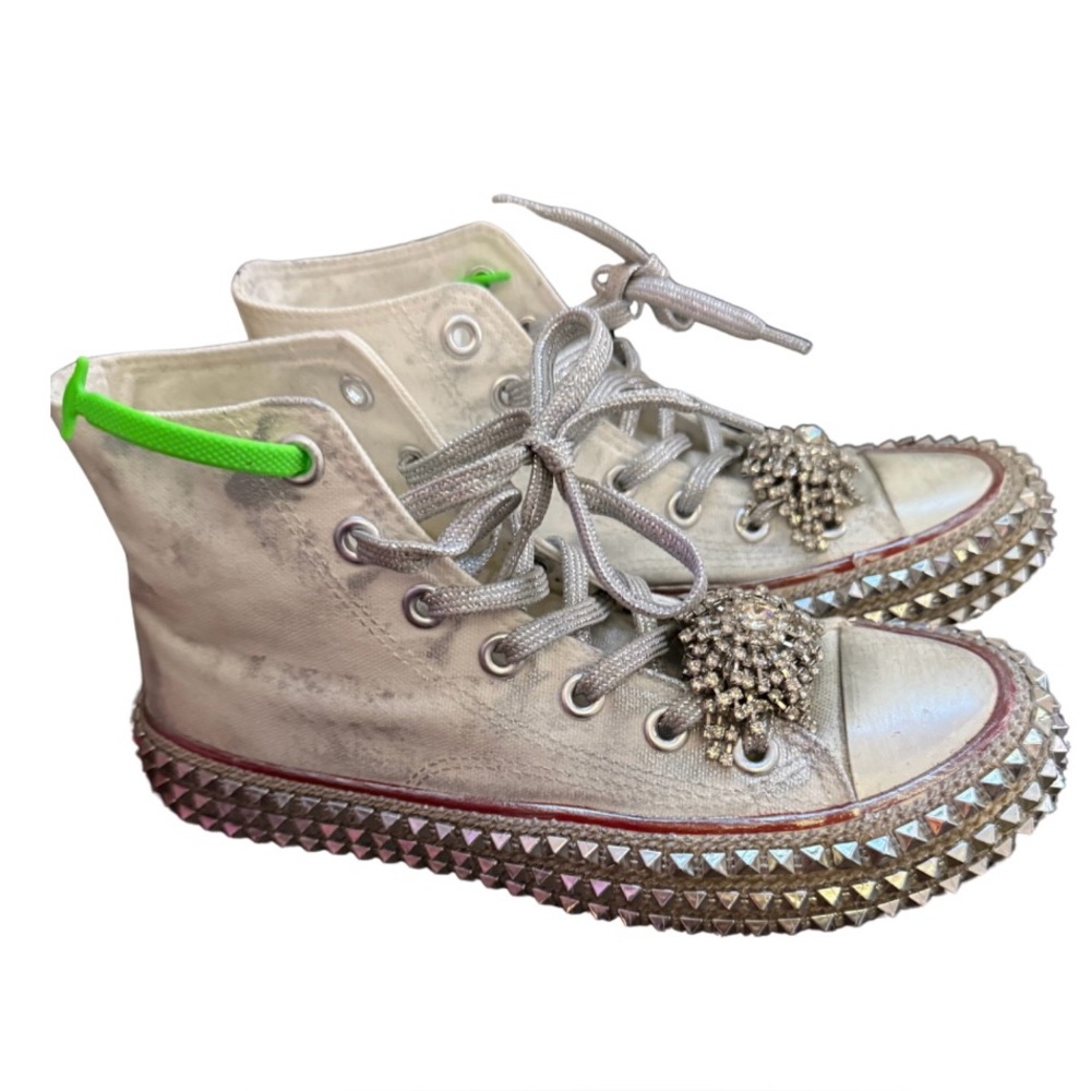 NAN-KU COUTURE Cruise Studded Hi Top Sneakers in White